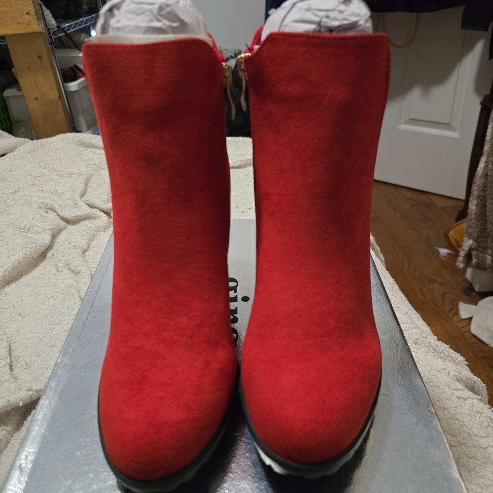 Red Suede Women's Boots